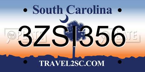 3ZSI356 South Carolina License Plate