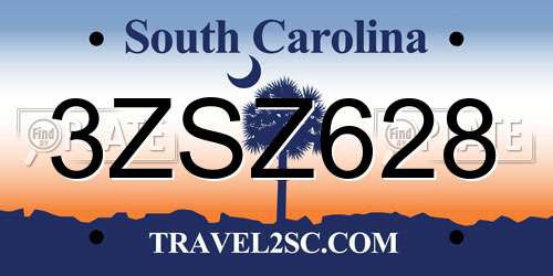 3ZSZ628 South Carolina License Plate
