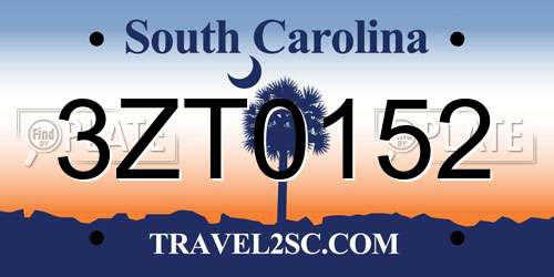 3ZT0152 South Carolina License Plate