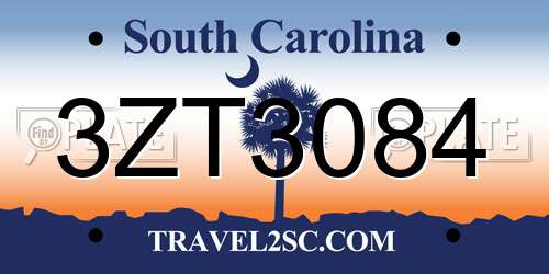 3ZT3084 South Carolina License Plate