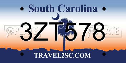 3ZT578 South Carolina License Plate
