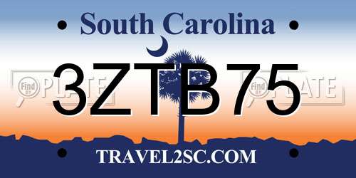 3ZTB75 South Carolina License Plate