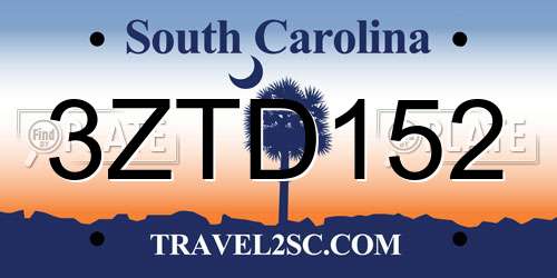 3ZTD152 South Carolina License Plate