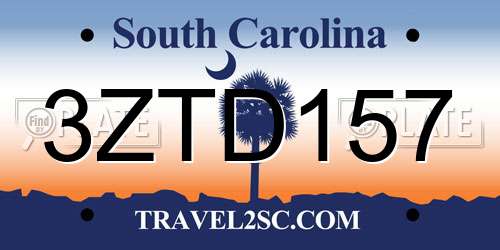 3ZTD157 South Carolina License Plate