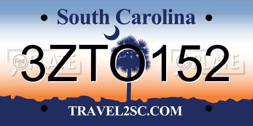 3ZTO152 South Carolina License Plate