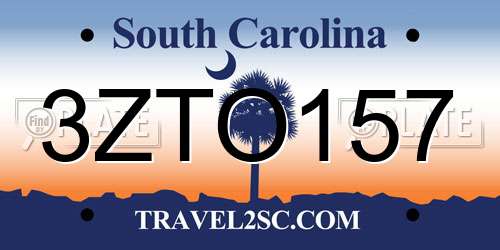 3ZTO157 South Carolina License Plate