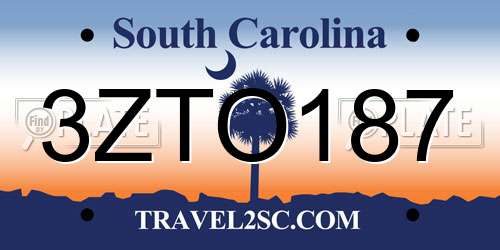 3ZTO187 South Carolina License Plate