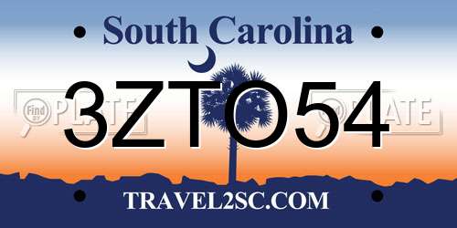 3ZTO54 South Carolina License Plate