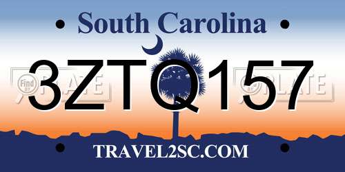 3ZTQ157 South Carolina License Plate