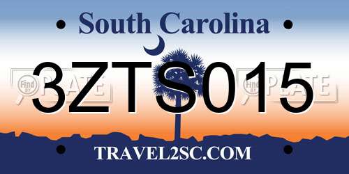3ZTS015 South Carolina License Plate