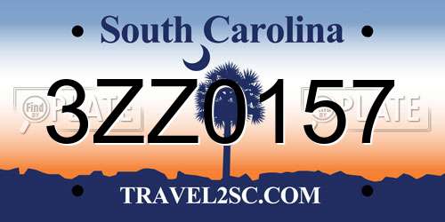 3ZZ0157 South Carolina License Plate