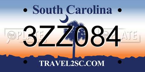 3ZZ084 South Carolina License Plate