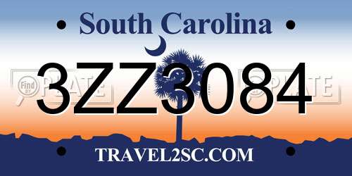 3ZZ3084 South Carolina License Plate