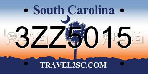 3ZZ5015 South Carolina License Plate