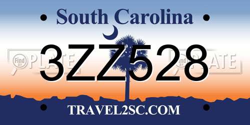 3ZZ528 South Carolina License Plate