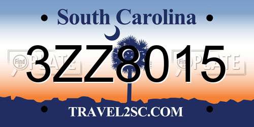 3ZZ8015 South Carolina License Plate