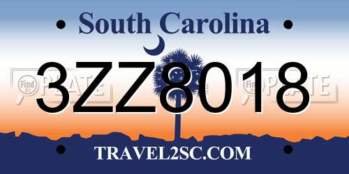 3ZZ8018 South Carolina License Plate