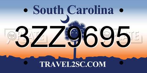 3ZZ9695 South Carolina License Plate