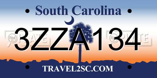 3ZZA134 South Carolina License Plate