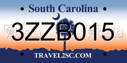 3ZZB015 South Carolina License Plate
