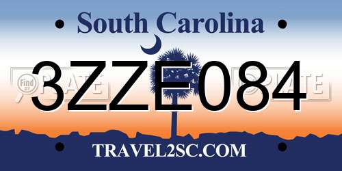 3ZZE084 South Carolina License Plate