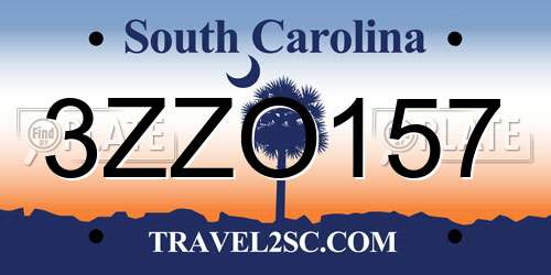 3ZZO157 South Carolina License Plate