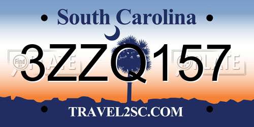3ZZQ157 South Carolina License Plate