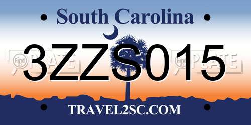 3ZZS015 South Carolina License Plate