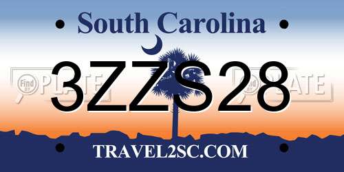 3ZZS28 South Carolina License Plate