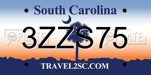 3ZZS75 South Carolina License Plate
