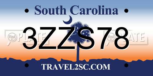 3ZZS78 South Carolina License Plate