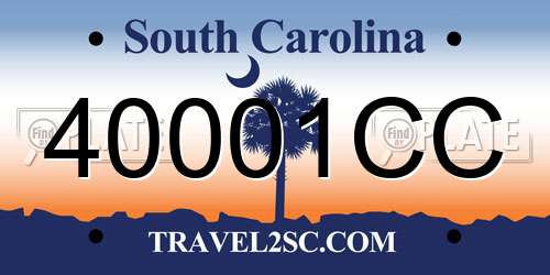 40001CC South Carolina License Plate