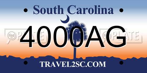 4000AG South Carolina License Plate