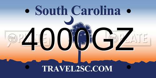 4000GZ South Carolina License Plate