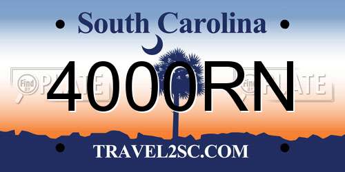 4000RN South Carolina License Plate