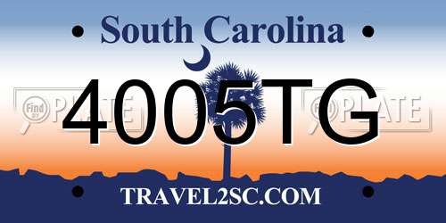 4005TG South Carolina License Plate