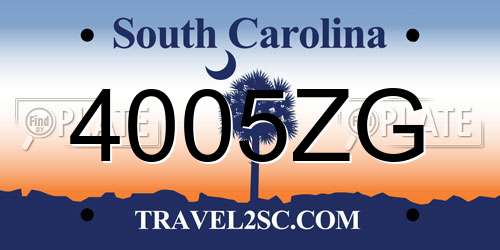 4005ZG South Carolina License Plate