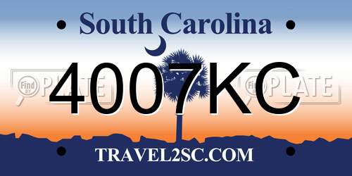 4007KC South Carolina License Plate