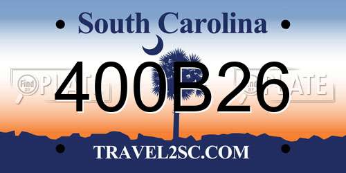 400B26 South Carolina License Plate