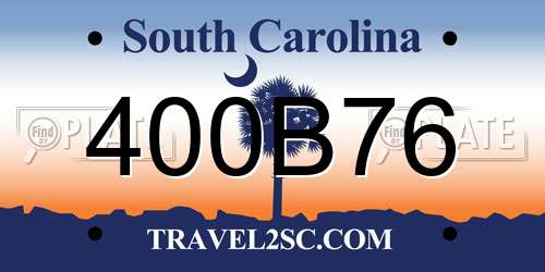 400B76 South Carolina License Plate