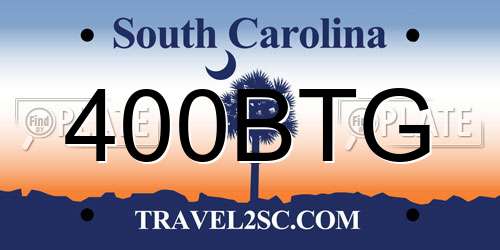 400BTG South Carolina License Plate