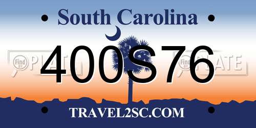 400S76 South Carolina License Plate