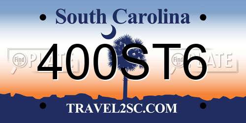 400ST6 South Carolina License Plate
