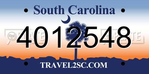 4012548 South Carolina License Plate