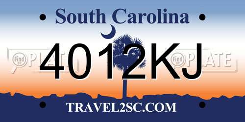 4012KJ South Carolina License Plate