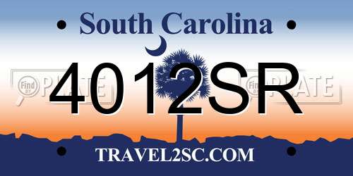 4012SR South Carolina License Plate