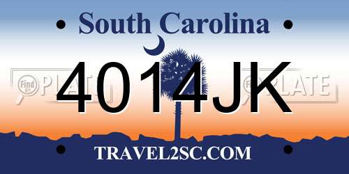 4014JK South Carolina License Plate
