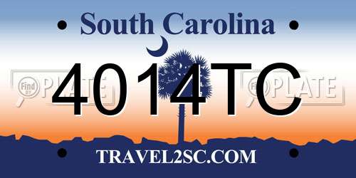 4014TC South Carolina License Plate