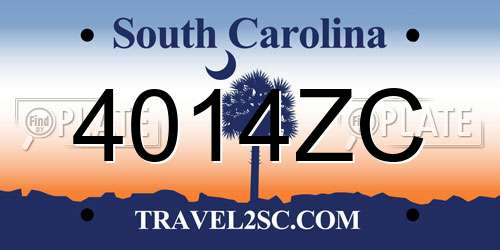 4014ZC South Carolina License Plate