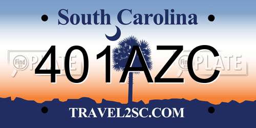 401AZC South Carolina License Plate